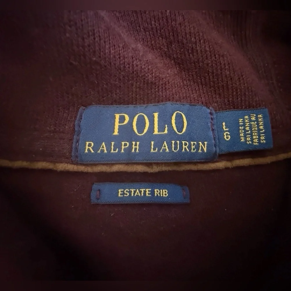 Polo Ralph Lauren Estate Rib Shawl-Collar Sweater Cotton Pullover Size L Maroon